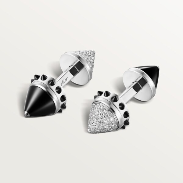 Clash [Un]limited cufflinks Rhodium-finish white gold, onyx, diamonds.